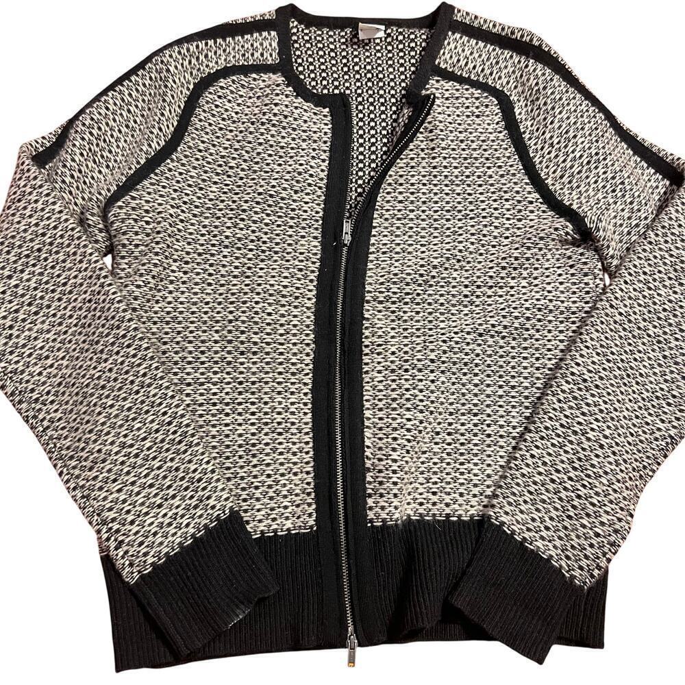J.Crew Cashmere Wool Blend Full Zip Sweater Women’s Size Small Knit Black Tan